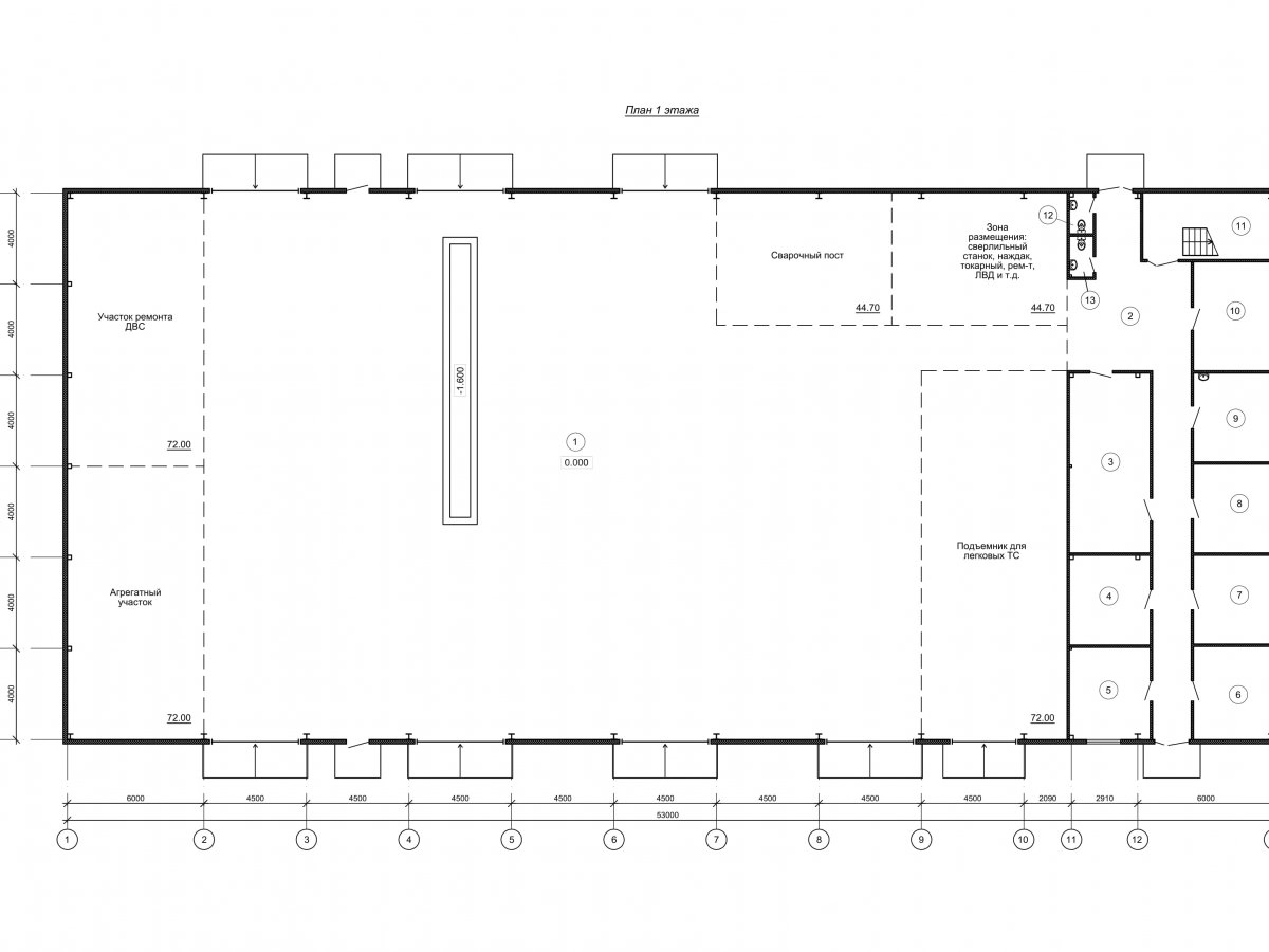 Планировка Производственное здание из сэндвич-панелей -  фото 1
