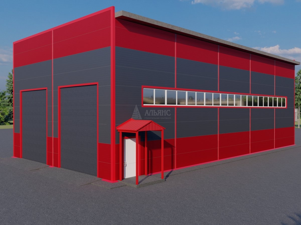 3D визуализация Грузовое СТО из сэндвич-панелей - фото 1